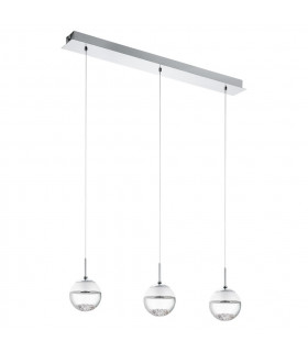 Montefio LED 3 Light Ceiling Pendant Bar Polished Chrome with Crystals