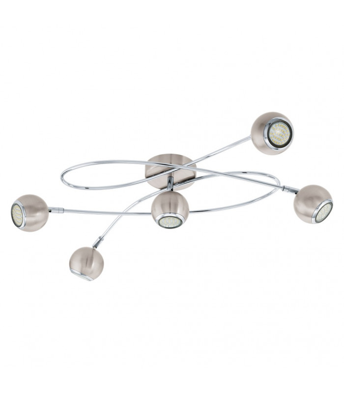 Locanda 5 Light Flush Spot Multi Arm Ceiling Light Chrome, Satin Nickel, GU10