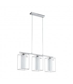 Loncino 3 Light Ceiling Pendant Bar Chrome, Framed, E27 - EU Stock