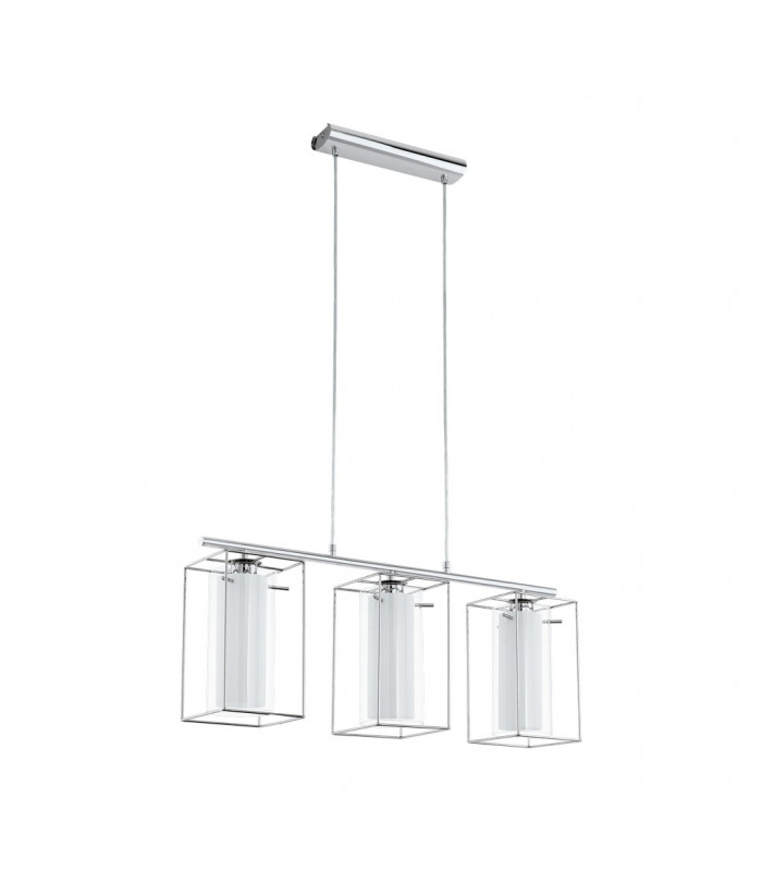 Loncino 3 Light Ceiling Pendant Bar Chrome, Framed, E27 - EU Stock