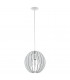 Cossano 1 Light Spherical Ceiling Pendant White with Wooden Shade, E27