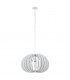 Cossano 1 Light Spherical Ceiling Pendant White with Wooden Shade, E27