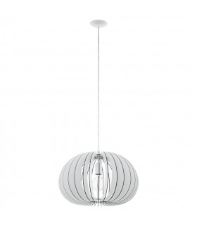 Cossano 1 Light Spherical Ceiling Pendant White with Wooden Shade, E27