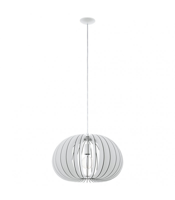 Cossano 1 Light Spherical Ceiling Pendant White with Wooden Shade, E27