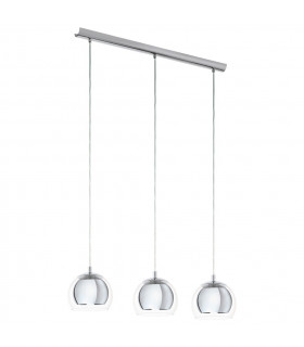 Rocamar 3 Light Ceiling Pendant Bar Chrome, E27 - EU Stock