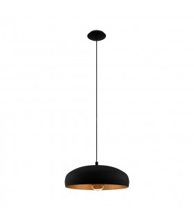 Mogano 1 Light Dome Ceiling Pendant Black, Copper, E27 - EU Stock