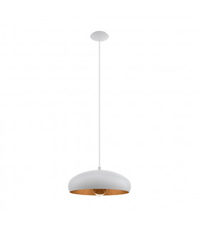 Mogano 1 Light Dome Ceiling Pendant White, Copper, E27 - EU Stock