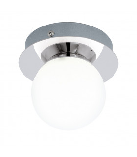 Mosiano LED Bathroom Flush Globe Ceiling Light Polished Chrome and Opal Glass IP44
