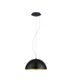 Gaetano 1 Light Dome Ceiling Hanging Pendant Black, Gold, E27