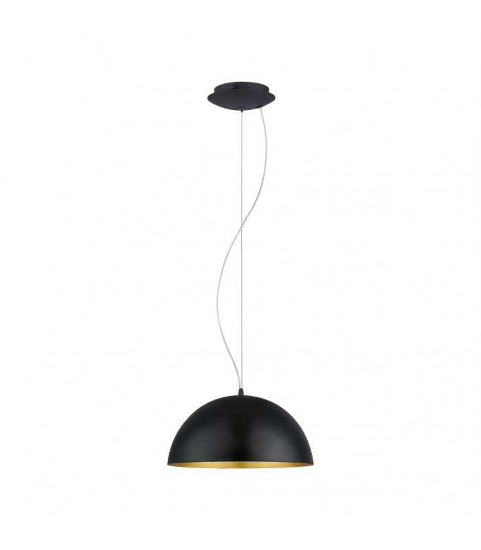 Gaetano 1 Light Dome Ceiling Hanging Pendant Black, Gold, E27