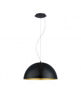 Gaetano 1 Light Dome Ceiling Hanging Pendant Black, Gold, E27