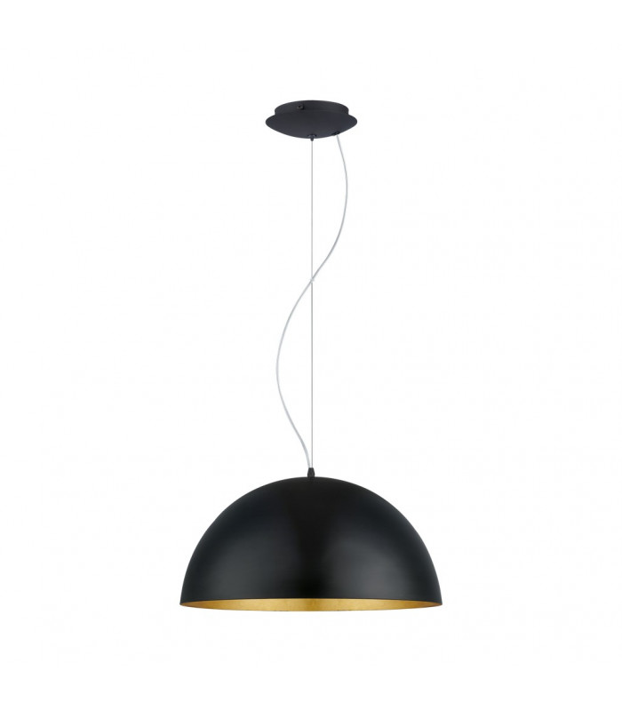 Gaetano 1 Light Dome Ceiling Hanging Pendant Black, Gold, E27