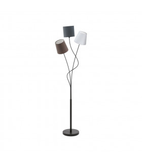 Maronda 3 Light Floor Lamp Black with Coloured Fabric Shades, E14 - EU Stock