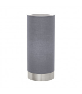 Pasteri 1 Light Table Touch Lamp Cylindrical Satin Nickel, Grey, E27