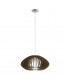 Cossano 1 Light Spherical Ceiling Pendant Satin Nickel with An Oval Shaped Wooden Shade, E27