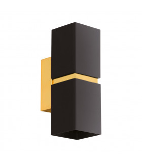 Passa 2 Light Indoor Up Down Wall Light Black, Gold, GU10