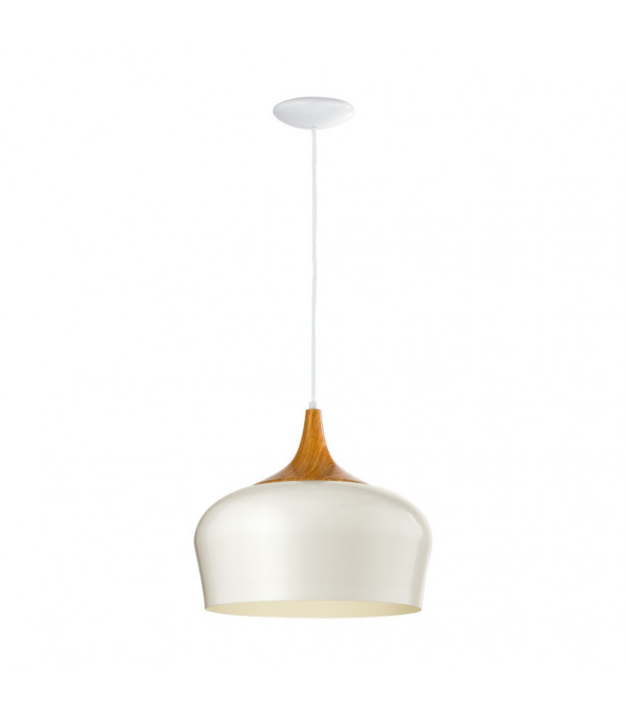 Obregon 1 Light Dome Ceiling Hanging Pendant Cream, Oak, E27