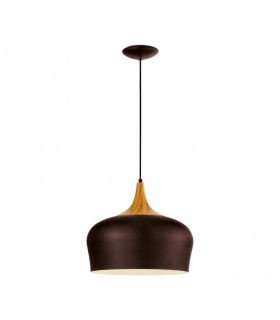 Obregon 1 Light Dome Ceiling Hanging Pendant Brown, Oak, E27
