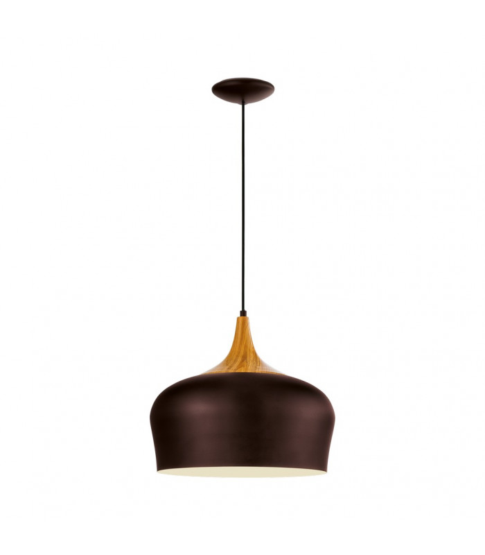 Obregon 1 Light Dome Ceiling Hanging Pendant Brown, Oak, E27