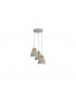 Tarega 3 Light Cluster Pendant In Grey Concrete And Wood Finish, E27