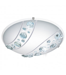 LED Flush Ceiling Light White, Crystal and Satin Glass