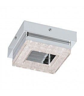 Fradelo Integrated LED Square Flush Ceiling Light Chrome, Crystal - EU Stock