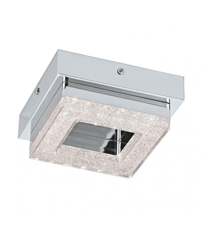 Fradelo Integrated LED Square Flush Ceiling Light Chrome, Crystal - EU Stock