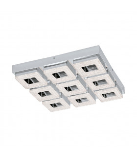 Fradelo Integrated LED Square Flush Ceiling Light Chrome, Crystal