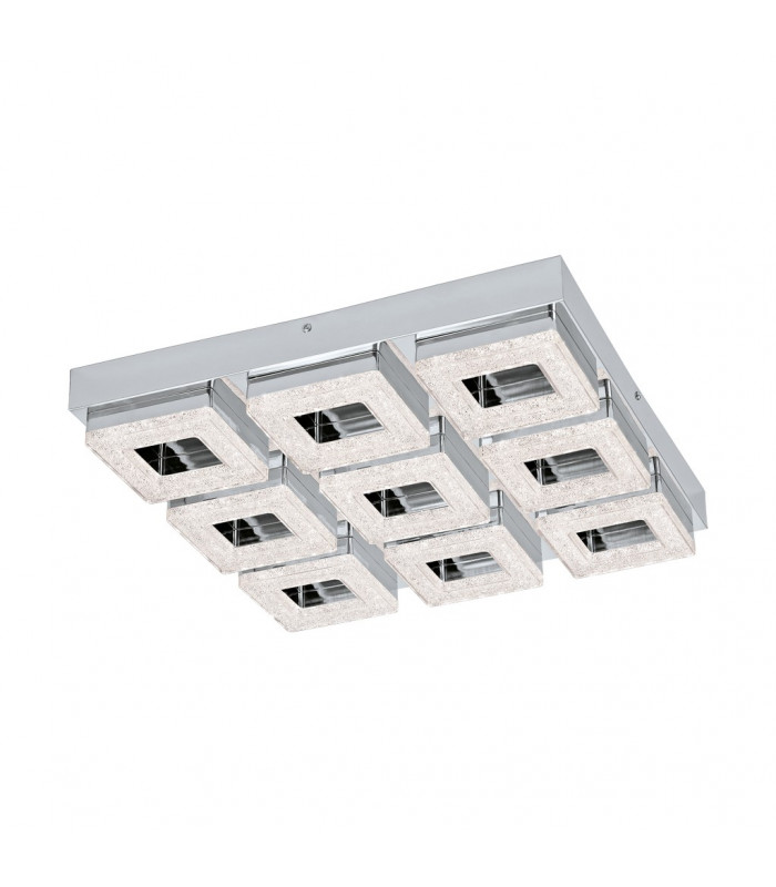 Fradelo Integrated LED Square Flush Ceiling Light Chrome, Crystal