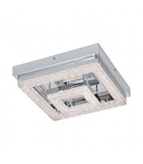 Fradelo Integrated LED Square Flush Ceiling Light Chrome, Crystal - EU Stock