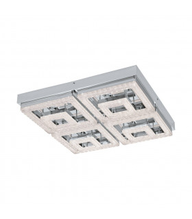 Fradelo Integrated LED Square Flush Ceiling Light Chrome, Crystal - EU Stock