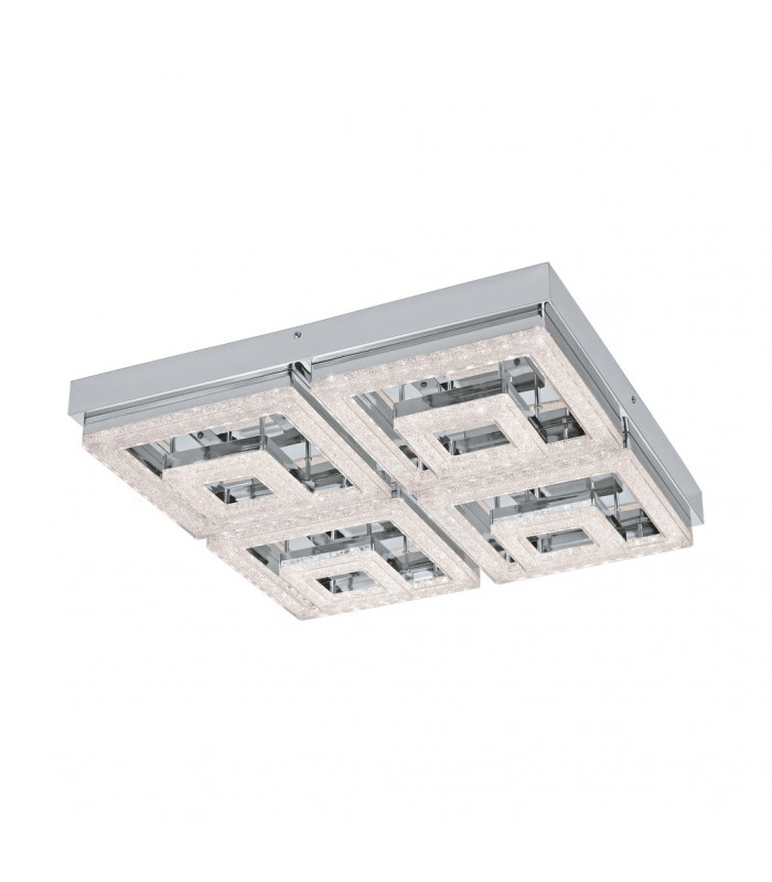 Fradelo Integrated LED Square Flush Ceiling Light Chrome, Crystal - EU Stock