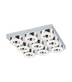 Integrated LED Round Flush Ceiling Light Chrome, Crystal