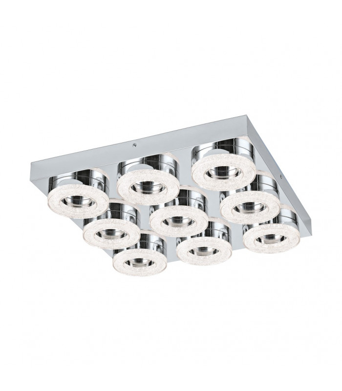 Integrated LED Round Flush Ceiling Light Chrome, Crystal