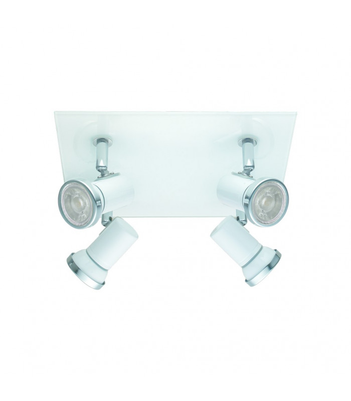 Tamara 4 Light Bathroom Adjustable Wall / Ceiling Light Chrome with White Glass IP44, GU10 - EU Stock
