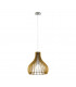 Tindori 1 Light Ceiling Pendant Satin Nickel with Maple Wooden Shade, E27