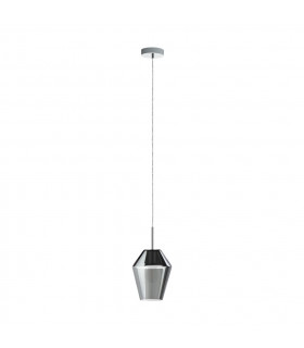 Murmillo 1 Light Ceiling Pendant Polished Chrome, Smoked Glass Finish, E27