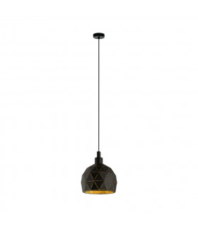 Roccaforte Dome Pendant Ceiling Light Black Gold