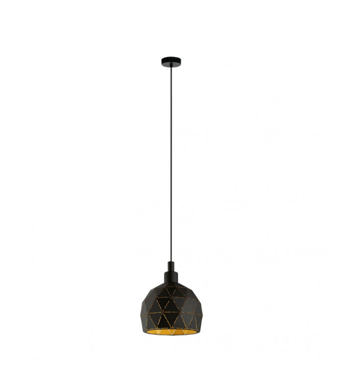 Roccaforte Dome Pendant Ceiling Light Black Gold
