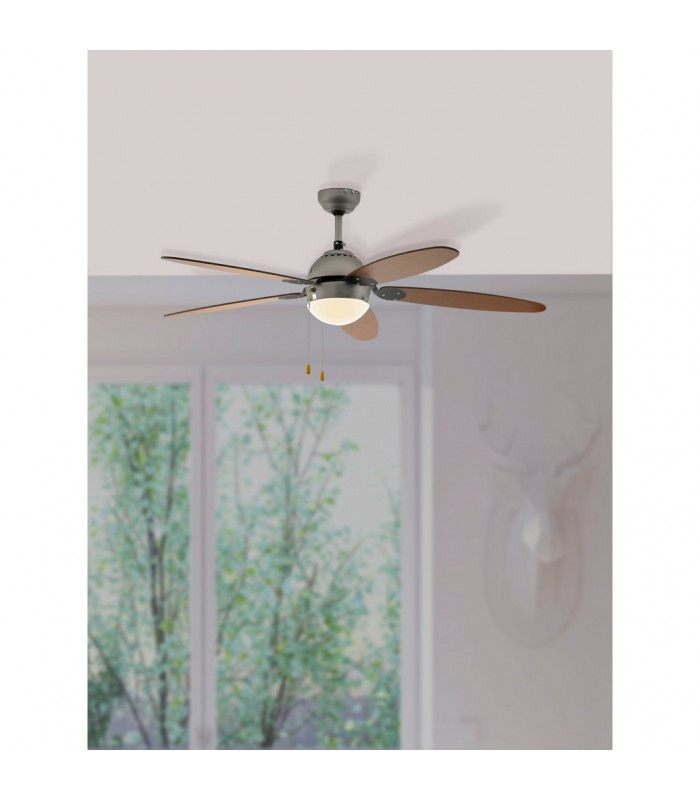 Susale Ceiling Fan Satin Nickel with Light 3 Speed Reversible-2