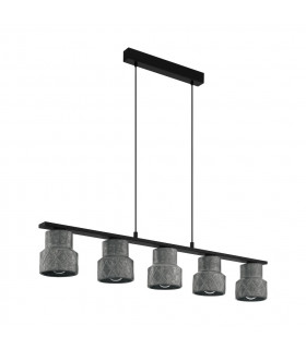 Hilcott 5 Lamp Straight Bar Pendant Ceiling Light Black