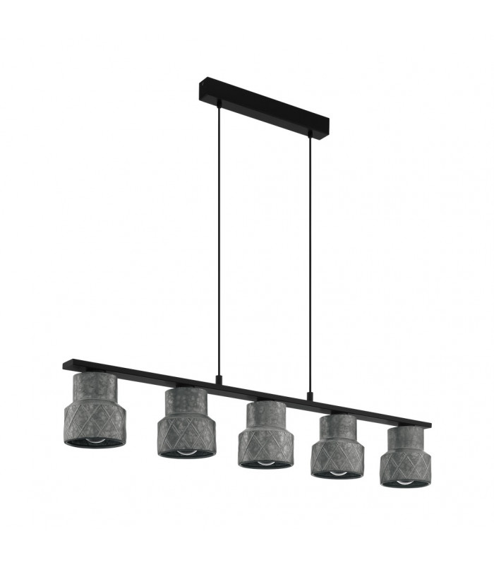 Hilcott 5 Lamp Straight Bar Pendant Ceiling Light Black