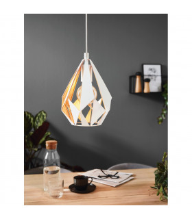 Carlton Wire Frame Pendant Ceiling Light White Gold-2