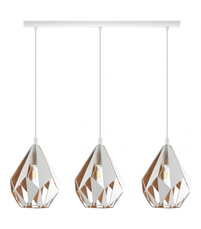 Carlton 3 Lamp Straight Bar Pendant Ceiling Light White Gold