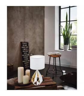 Carlton Table Lamp With Round Shade White Honey Gold-2