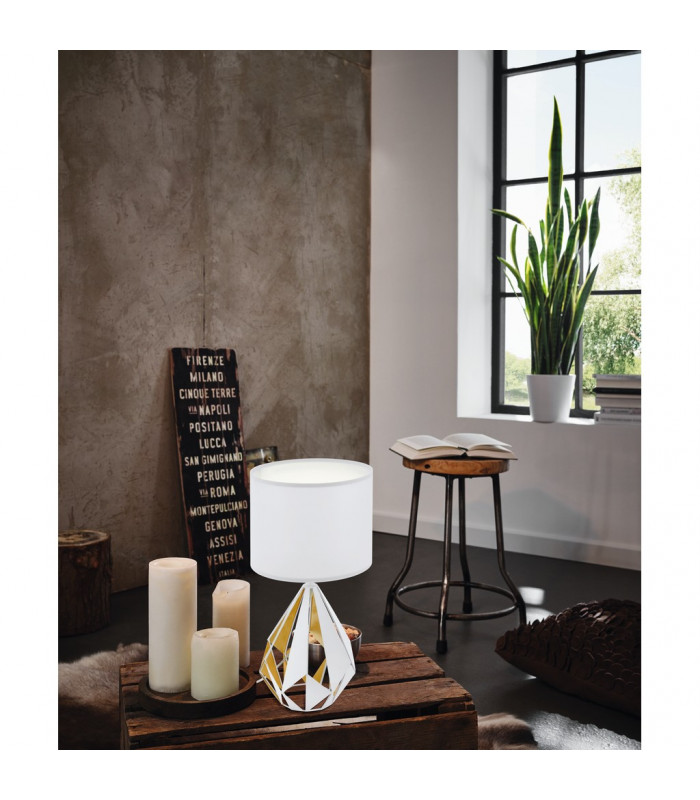 Carlton Table Lamp With Round Shade White Honey Gold-2
