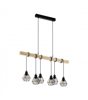 Townshend 6 Lamp Straight Bar Pendant Ceiling Light Black Brown