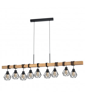 Townshend 9 Lamp Straight Bar Pendant Ceiling Light Black Brown