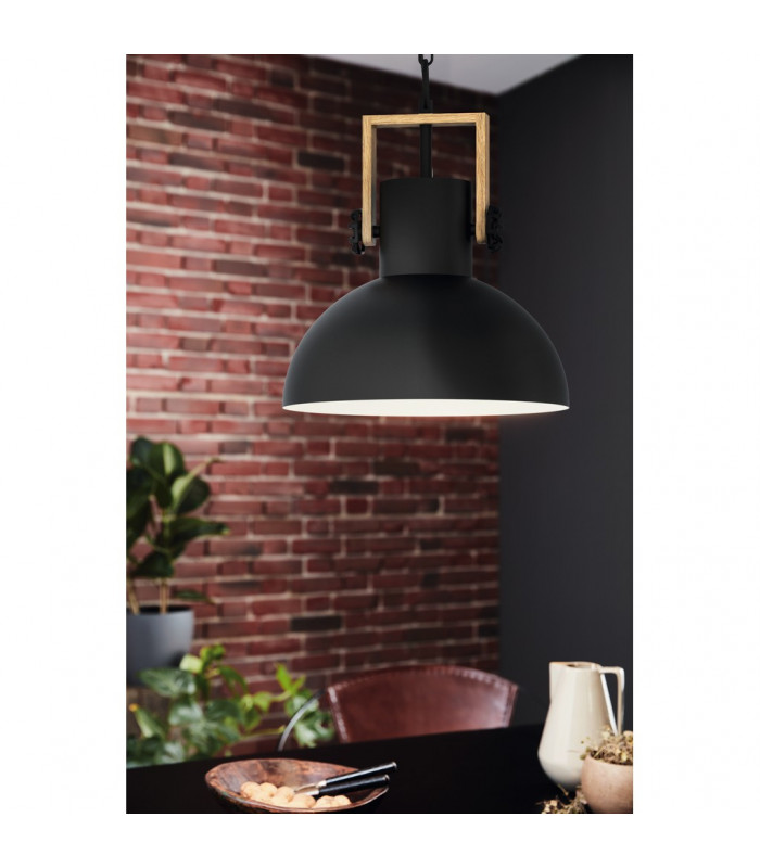 Lubenham Dome Pendant Ceiling Light Black Brown-2