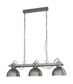 Lubenham 3 Lamp Straight Bar Pendant Ceiling Light Nickel-Antique Creme